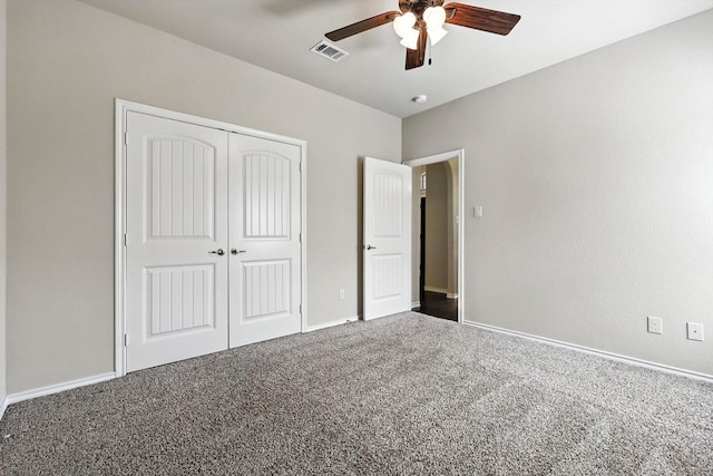 3112 Stonecrop Trl, Denton, TX 76226 - unfurnished bedroom with carpet, a closet, and ceiling fan