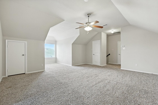 3112 Stonecrop Trl, Denton, TX 76226 - additional living space with carpet flooring, lofted ceiling, and a ceiling fan
