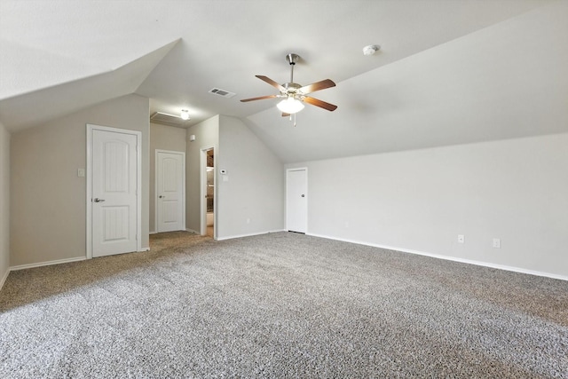 3112 Stonecrop Trl, Denton, TX 76226 - additional living space featuring ceiling fan, carpet floors, and lofted ceiling