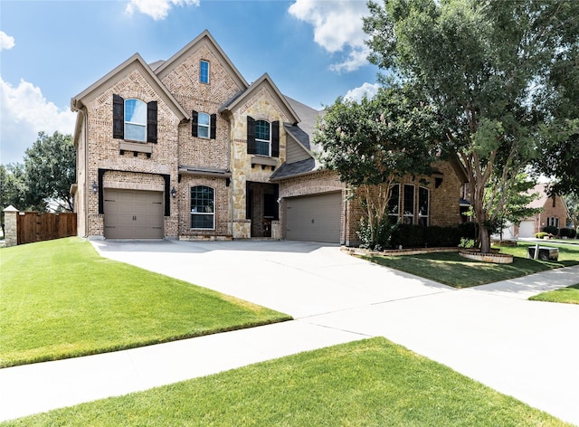 6925 Mercy Rd, Frisco, TX 75035 - french country home with driveway, brick siding, and a garage