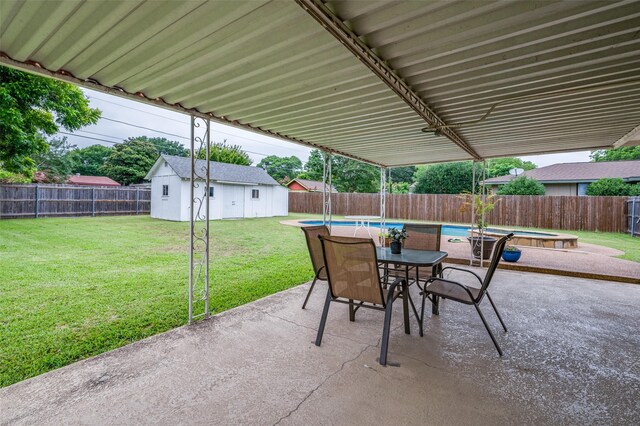 3601 Scranton Dr, Richland Hills, TX 76118 - view of patio / terrace with a hot tub and outdoor dining area