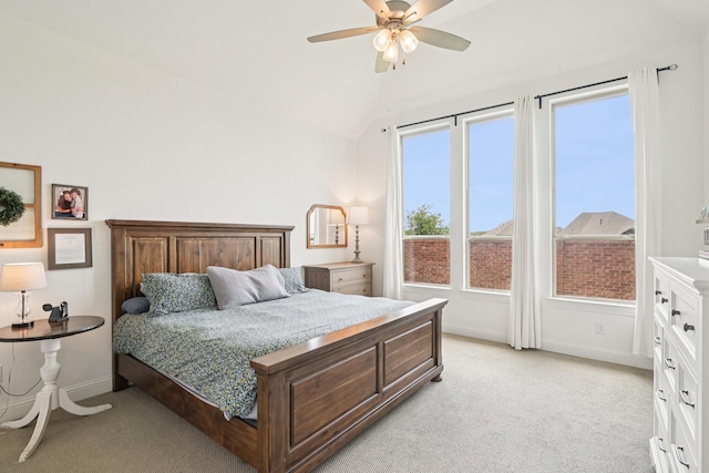2816 Middleton Dr, Melissa, TX 75454 - bedroom with light colored carpet, baseboards, vaulted ceiling, and ceiling fan
