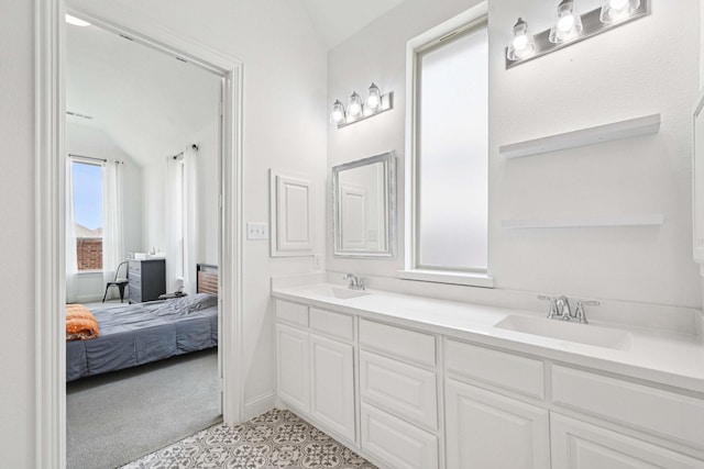 2816 Middleton Dr, Melissa, TX 75454 - full bathroom with lofted ceiling, ensuite bath, and double vanity