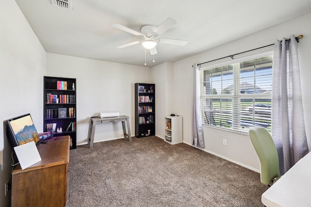 147 Cantle, Waxahachie, TX 75165 - office space featuring ceiling fan, carpet, and baseboards