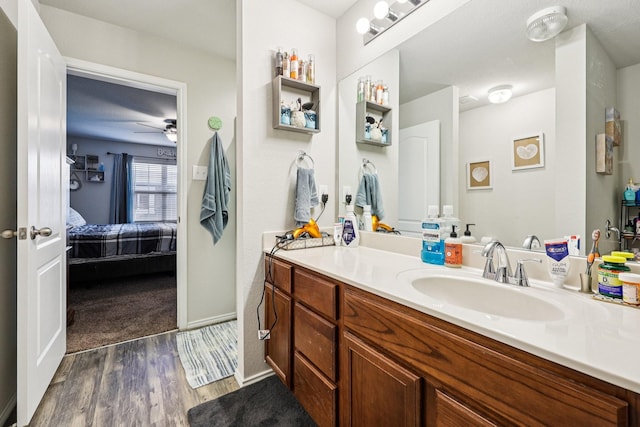 147 Cantle, Waxahachie, TX 75165 - bathroom with ensuite bathroom, wood finished floors, vanity, ceiling fan, and baseboards