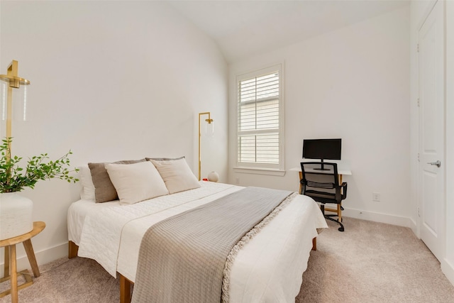 1124 Firecracker Dr, Justin, TX 76247 - bedroom featuring light carpet, lofted ceiling, and baseboards
