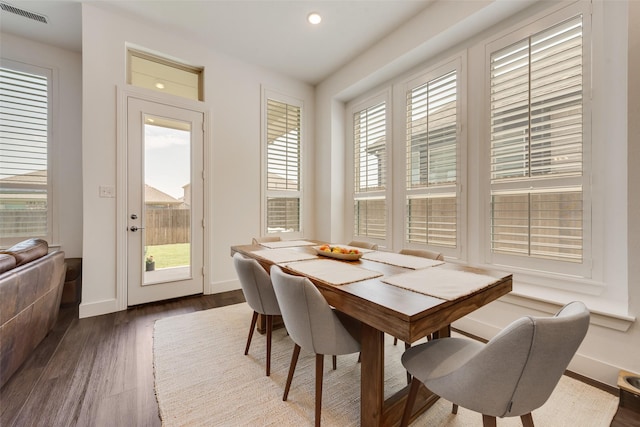 1124 Firecracker Dr, Justin, TX 76247 - dining room featuring dark wood-style flooring, baseboards, and recessed lighting