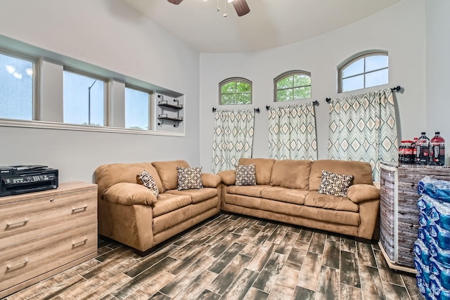 11741 Buckthorn Dr, Fort Worth, TX 76108 - living area featuring dark wood finished floors and a ceiling fan
