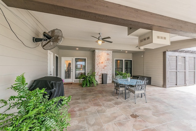 200 Sabine Creek Rd, Royse City, TX 75189 - view of patio / terrace featuring a ceiling fan, outdoor dining area, french doors, and grilling area