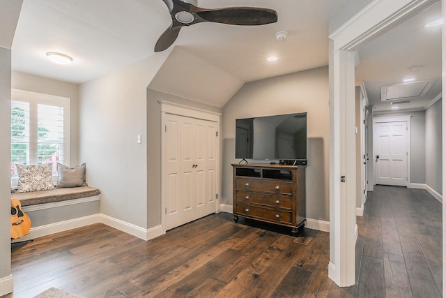 200 Sabine Creek Rd, Royse City, TX 75189 - bedroom with dark wood-type flooring, baseboards, a closet, and ceiling fan
