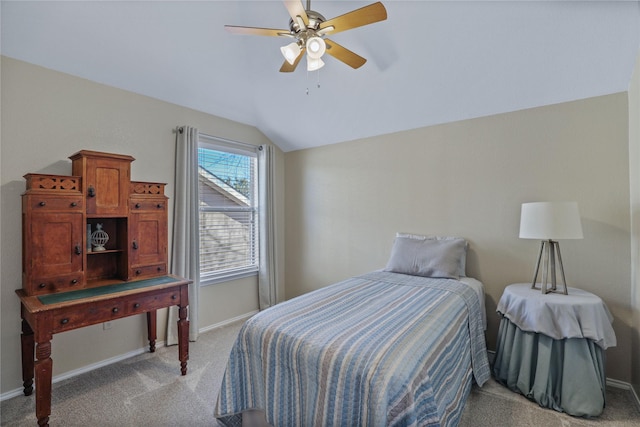 2904 Coventry Ln, Mckinney, TX 75069 - bedroom with lofted ceiling, light carpet, baseboards, and a ceiling fan