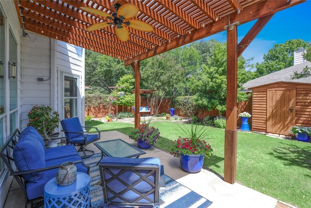 2904 Coventry Ln, Mckinney, TX 75069 - view of patio with a pergola, a ceiling fan, and outdoor lounge area