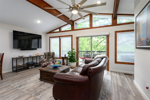 207 Wales Dr, Pottsboro, TX 75076 - living area with baseboards, light wood-style flooring, a ceiling fan, and recessed lighting