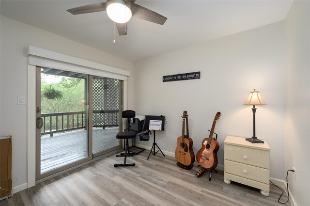 207 Wales Dr, Pottsboro, TX 75076 - office space featuring light wood-type flooring, a ceiling fan, and baseboards
