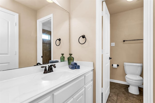 4312 Oxbow Dr, Mckinney, TX 75072 - bathroom featuring vanity, toilet, baseboards, and tile patterned floors