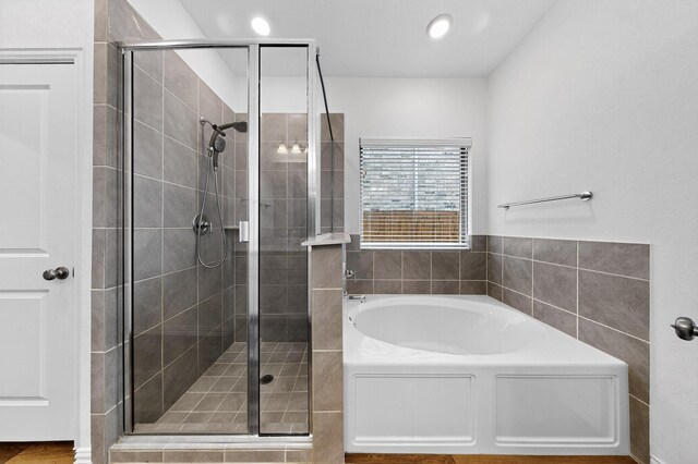 3804 Honeycomb Holw, Melissa, TX 75454 - full bathroom featuring a garden tub, a stall shower, and recessed lighting