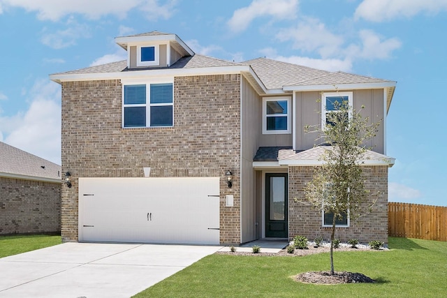 332 Live Oak Ln, Hutchins, TX 75141 - view of front facade with an attached garage, driveway, brick siding, and roof with shingles