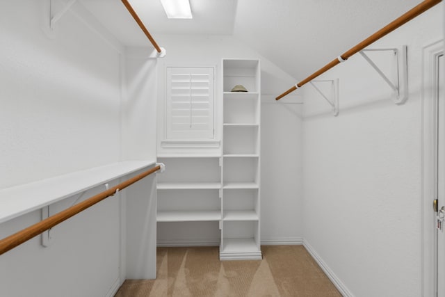 504 Hilltop Pl, Joshua, TX 76058 - walk in closet featuring light colored carpet and vaulted ceiling