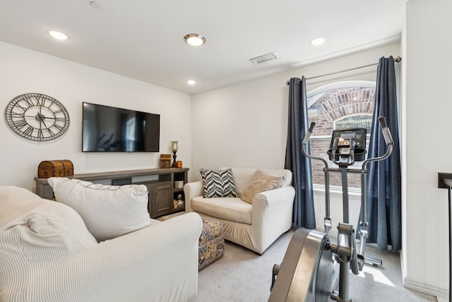 984 Mikaela Dr, Allen, TX 75013 - living area featuring light carpet and recessed lighting
