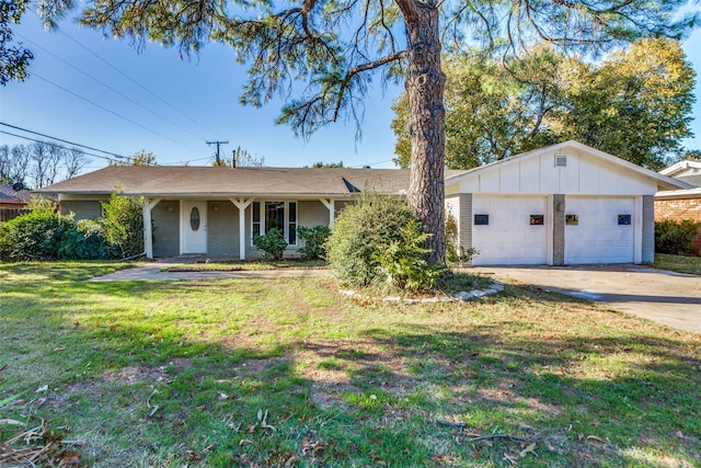 4704 S Drive, Fort Worth, TX 76109 - single story home with brick siding, an attached garage, a front yard, concrete driveway, and board and batten siding