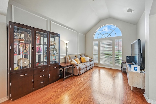 315 Hudson Falls Dr, Arlington, TX 76002 - living area featuring light wood finished floors and vaulted ceiling