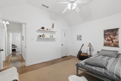 240 Lakeside Oaks Cir, Lakeside, TX 76135 - bedroom featuring lofted ceiling and ceiling fan