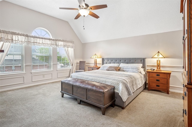 928 Rush Creek Rd, Keller, TX 76248 - bedroom featuring light carpet, vaulted ceiling, and a ceiling fan