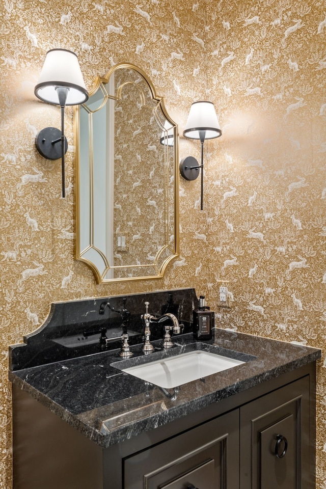 1481 Post Oak Trl, Southlake, TX 76092 - bathroom with vanity and wallpapered walls