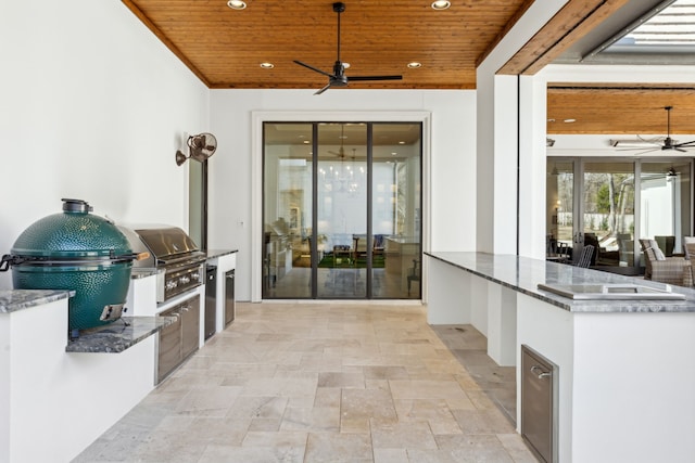 1481 Post Oak Trl, Southlake, TX 76092 - view of patio featuring exterior kitchen and a ceiling fan