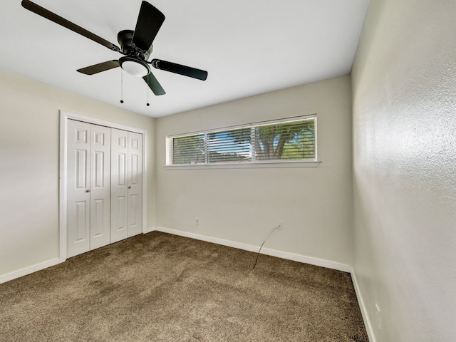 13439 Challaburton, Farmers Branch, TX 75234 - unfurnished bedroom with carpet, a closet, ceiling fan, and baseboards
