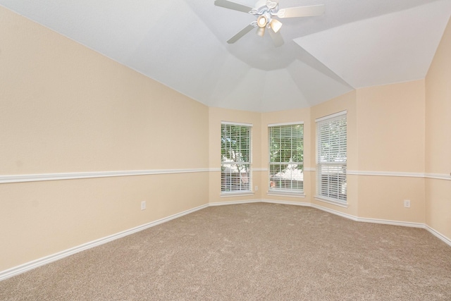 3010 Partridge Ln, Mckinney, TX 75072 - spare room with carpet floors, baseboards, ceiling fan, and vaulted ceiling
