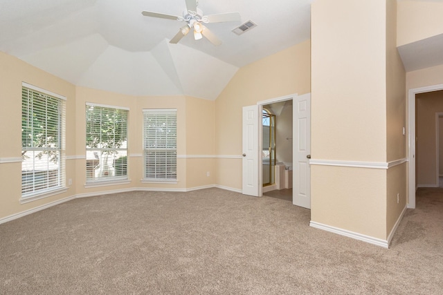 3010 Partridge Ln, Mckinney, TX 75072 - unfurnished room with carpet floors, ceiling fan, lofted ceiling, and baseboards