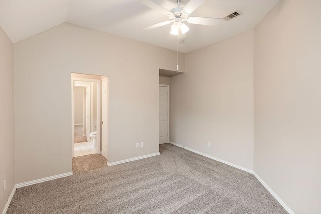 1823 Bristol Ln, Rockwall, TX 75032 - unfurnished bedroom with carpet floors, lofted ceiling, baseboards, and a ceiling fan