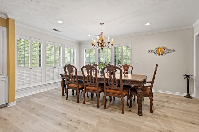1407 S Alamo Rd, Rockwall, TX 75087 - dining space with light wood-style floors, a chandelier, recessed lighting, baseboards, and ornamental molding