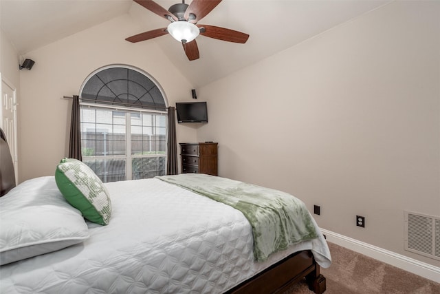 24 Shady Dale Ln, Rockwall, TX 75032 - carpeted bedroom with lofted ceiling, baseboards, and ceiling fan