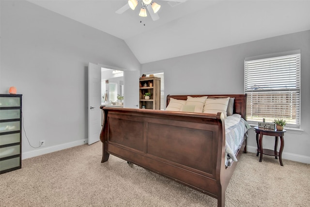2309 Normandy Ave, Anna, TX 75409 - bedroom featuring light colored carpet, lofted ceiling, baseboards, and a ceiling fan
