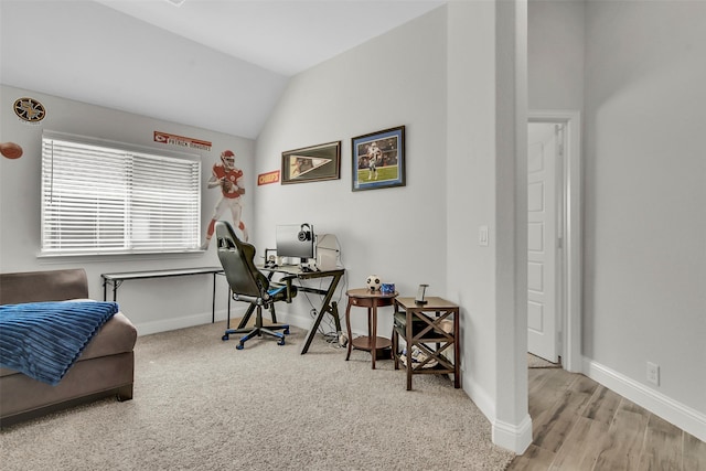 2309 Normandy Ave, Anna, TX 75409 - office area featuring lofted ceiling, baseboards, and carpet flooring