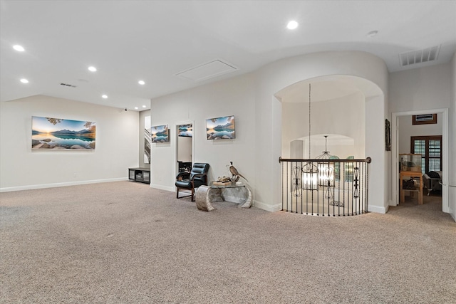 6500 Lazy Oak Ln, Plano, TX 75024 - interior space with vaulted ceiling, carpet flooring, recessed lighting, and baseboards