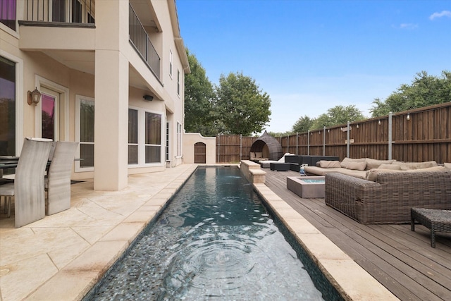 6500 Lazy Oak Ln, Plano, TX 75024 - view of pool with an outdoor hangout area, a fenced backyard, and a patio area