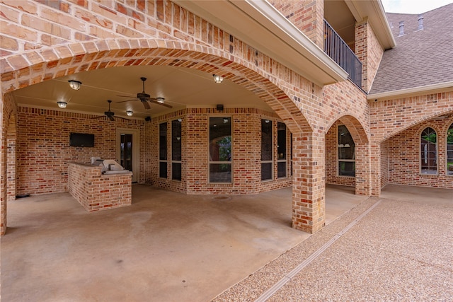 2454 Savanna Cir, Midlothian, TX 76065 - view of patio with an outdoor kitchen and a ceiling fan