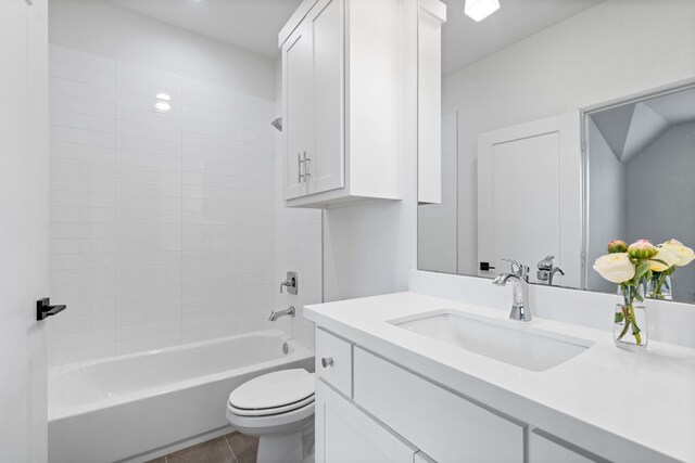 4133 Emerson Ave Unit 1, University Park, TX 75205 - full bathroom featuring vanity, toilet, bathtub / shower combination, and tile patterned floors