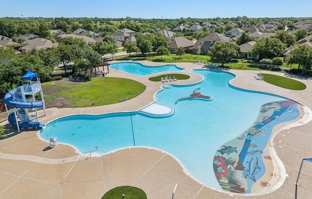 1071 Shepard Ln, Lavon, TX 75166 - view of pool featuring a water slide and a residential view