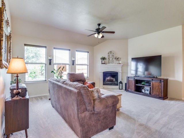 1071 Shepard Ln, Lavon, TX 75166 - carpeted living area featuring baseboards, a ceiling fan, plenty of natural light, and a fireplace
