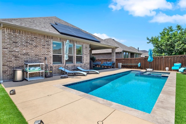 3912 River Bend St, Mckinney, TX 75071 - view of swimming pool with a patio area, a fenced backyard, and a pool with connected hot tub