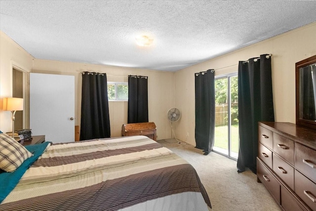 2311 Anderson St, Irving, TX 75062 - bedroom with multiple windows, access to exterior, light carpet, and a textured ceiling