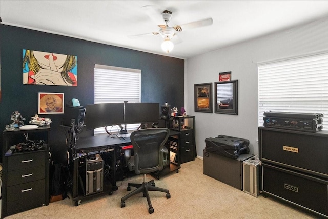 2311 Anderson St, Irving, TX 75062 - home office featuring ceiling fan and carpet floors