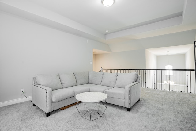 1507 Calcot Ln, Forney, TX 75126 - living room with carpet floors, a chandelier, and baseboards