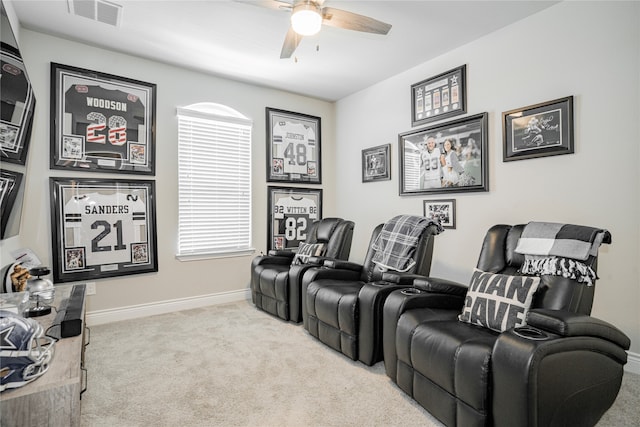 1507 Calcot Ln, Forney, TX 75126 - cinema room with ceiling fan, carpet floors, and baseboards