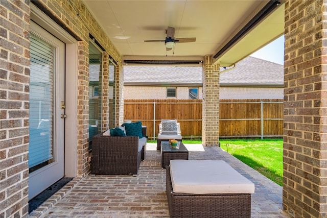 1507 Calcot Ln, Forney, TX 75126 - view of patio / terrace featuring a ceiling fan and outdoor lounge area