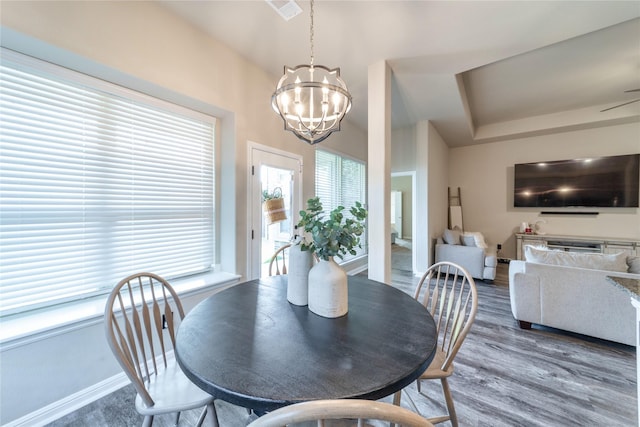 293 Cisco Trl, Forney, TX 75126 - dining room featuring a chandelier, baseboards, and wood finished floors